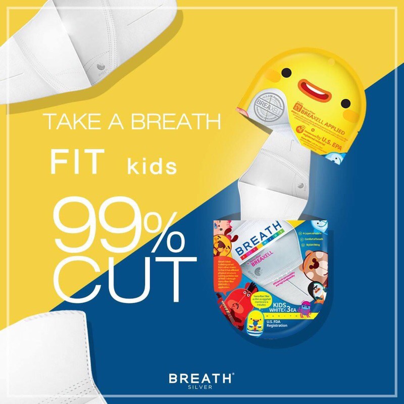 Khẩu trang kháng khuẩn bụi mịn Breathsilver - dành cho TRẺ EM