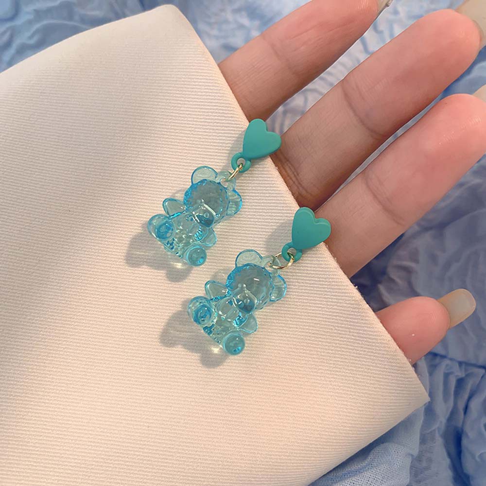 Bông tai nhựa resin acrylic hình gấu màu kẹo ngọt ngào thời trang cho nữ