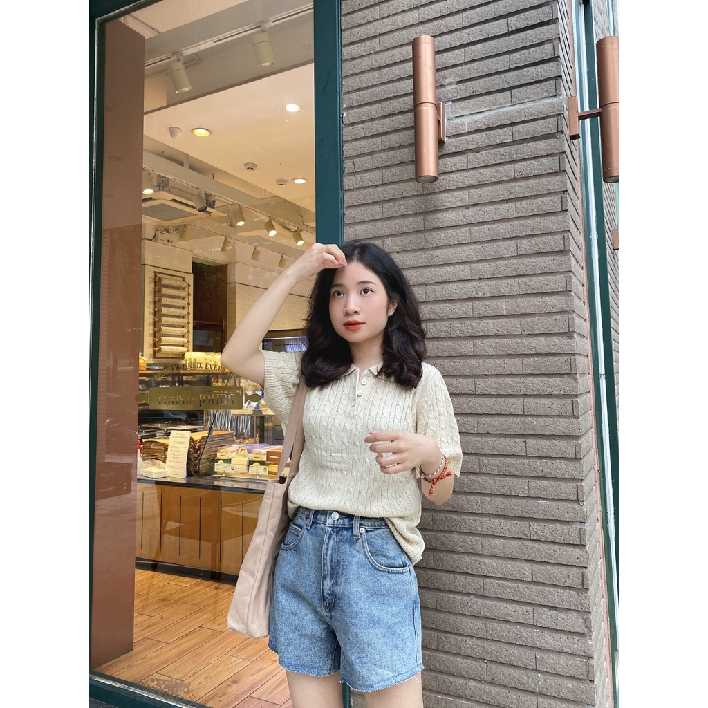 Áo thun len cổ gập JENA TOP