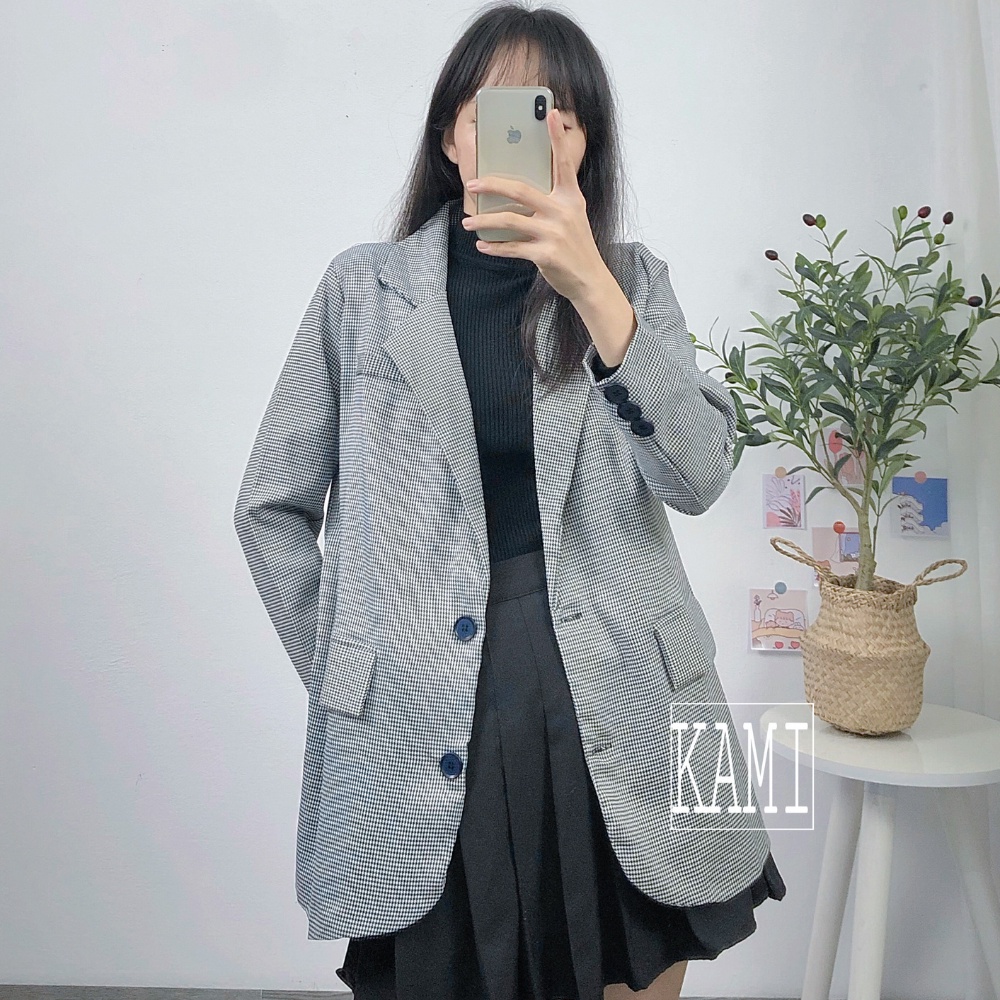 Áo blazer nữ 2 lớp, kẻ sọc phong cách Hàn Quốc