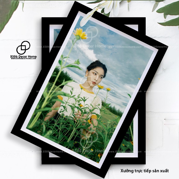 Khung ảnh A3 màu đen trơn (Sơn màu từ gỗ thông thật)