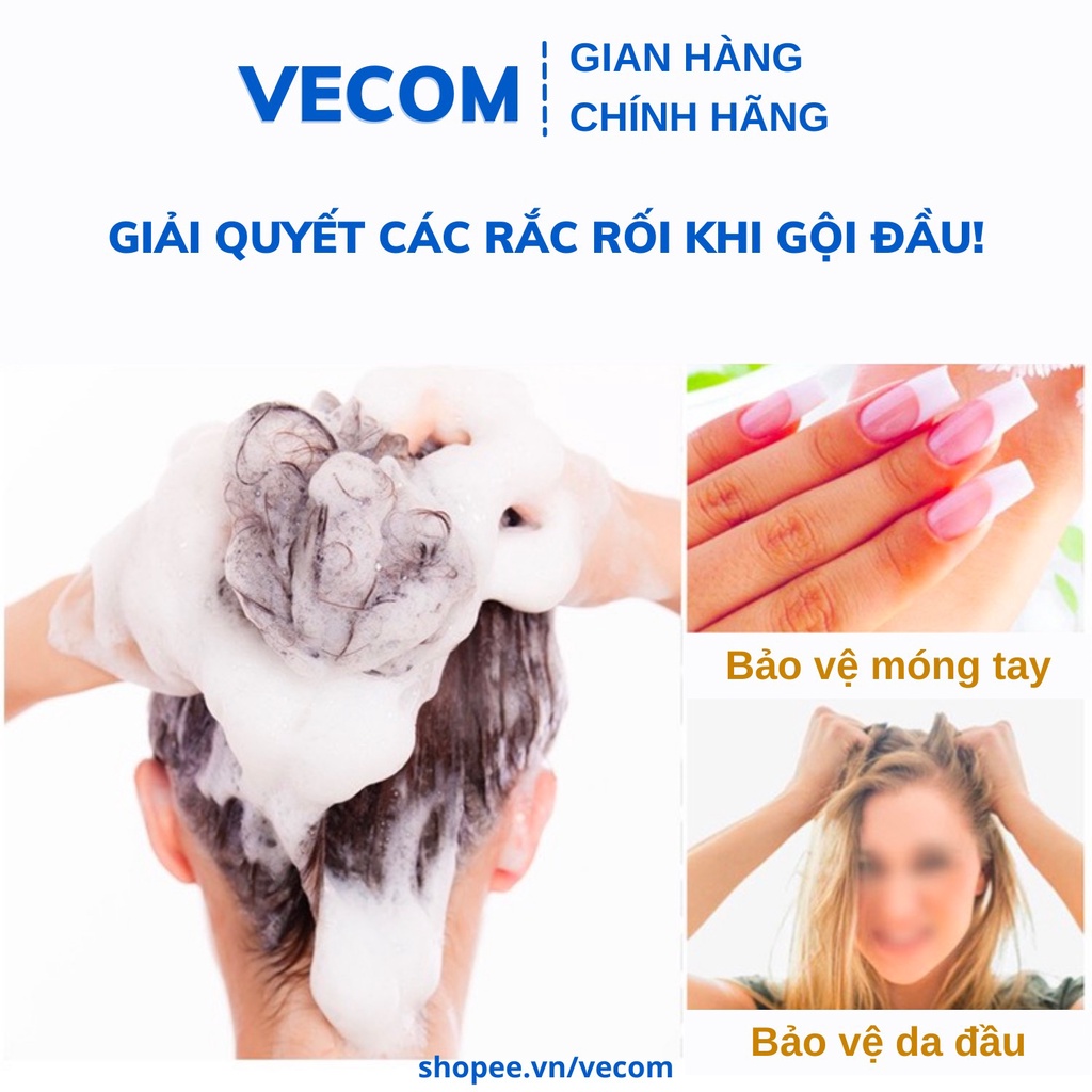 Lược Gội Đầu Muji Xuất Nhật Silicon Massage Đầu Giảm Stress Rụng tóc Kích Thích Mọc Tóc VECOM