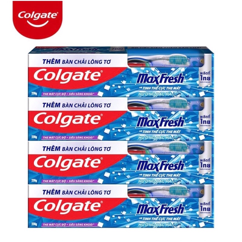 Kem đánh răng Colgate Maxfresh bạc hà 230g tặng bàn chải lông tơ