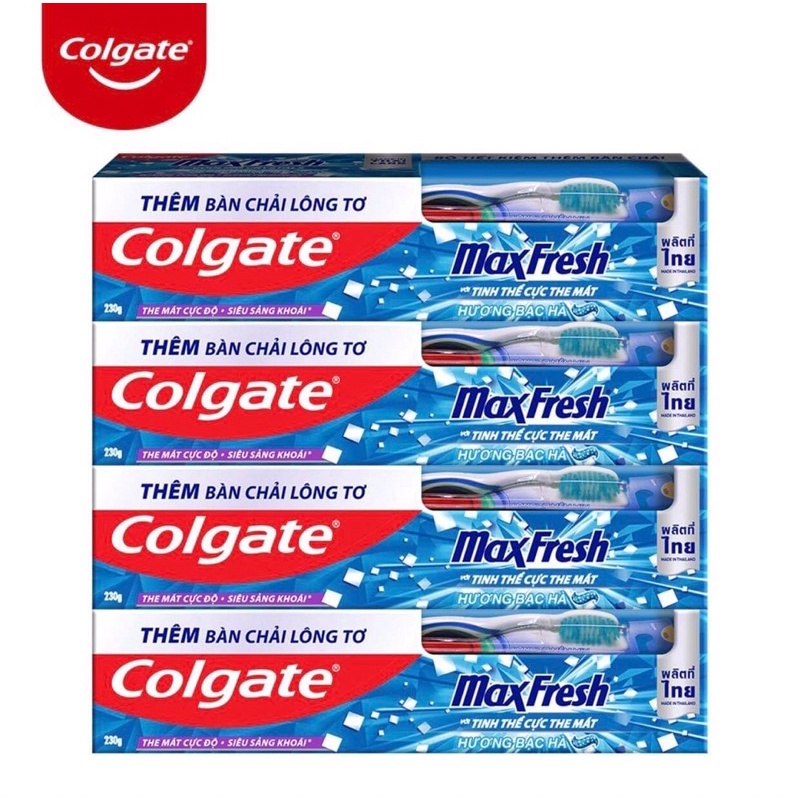 Kem đánh răng Colgate Maxfresh bạc hà 230g tặng bàn chải lông tơ