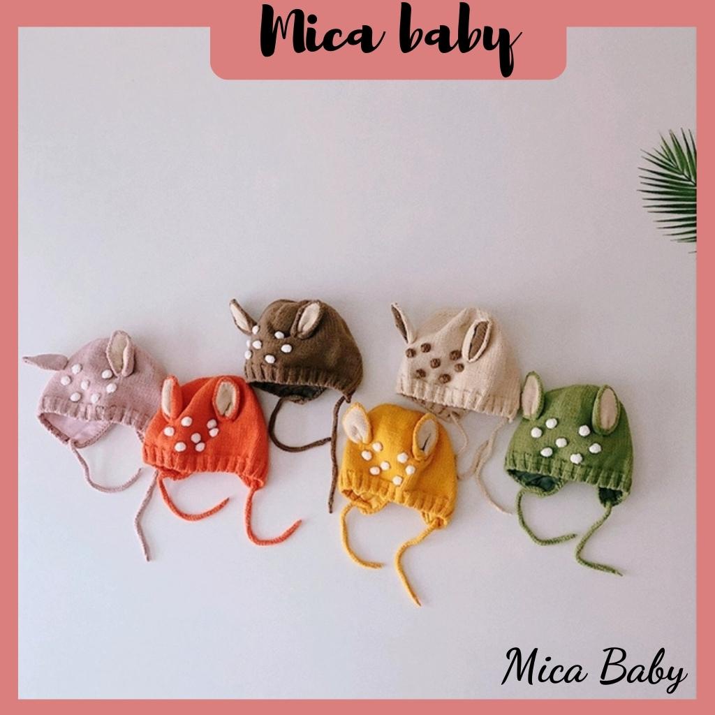 Mũ nón len dáng tai hươu nai đáng yêu cho bé từ 5m-2y Mica baby ML36