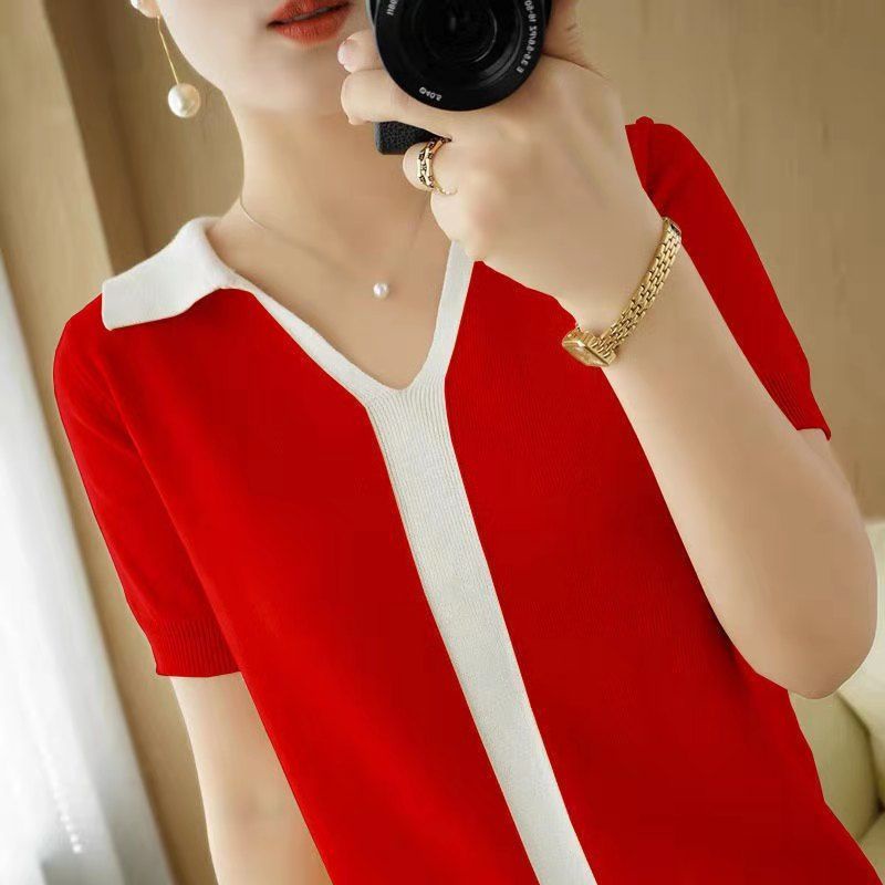 Áo thun tay ngắn dáng rộng thời trang mùa hè cho phụ nữ trung niên