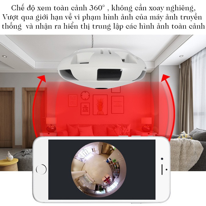 Camera Wifi Ốp trần V380 PRO VR 360 ĐỘ - Xem toàn cảnh 3D, không dây, hình ảnh full HD