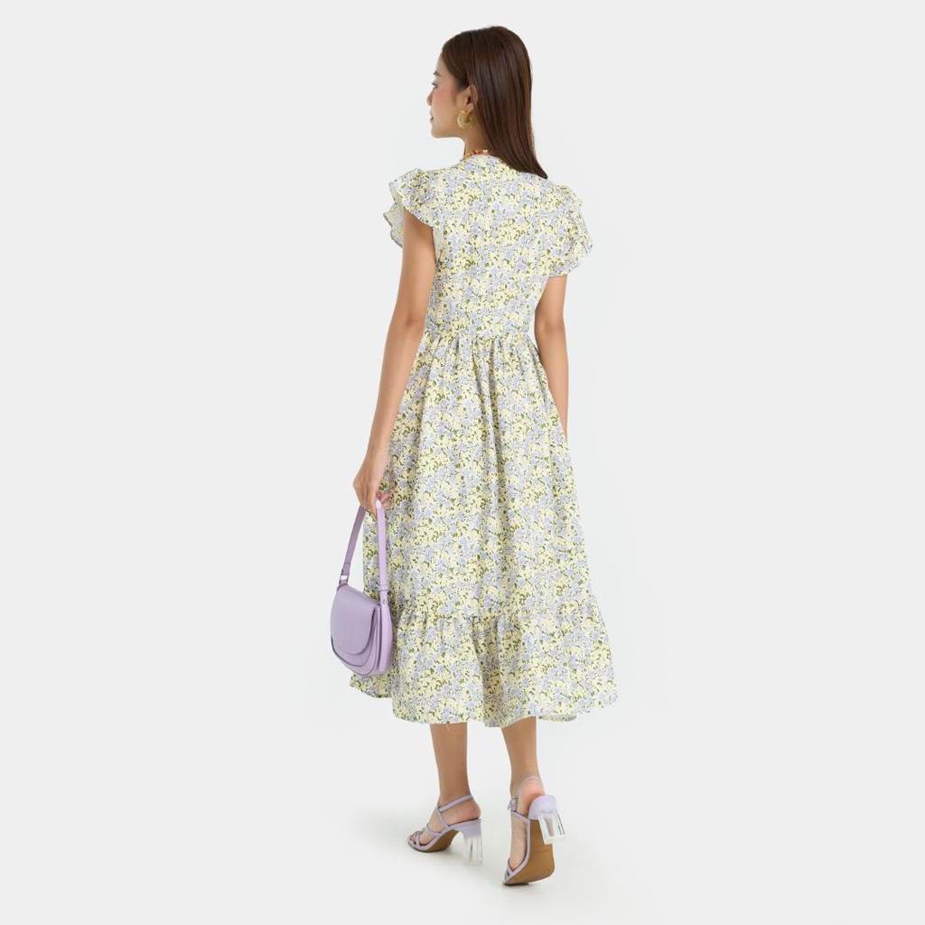 Đầm Hoa Nữ Thời Trang HNOSS Dáng Lửng Tay Cánh Tiên HNDLU065