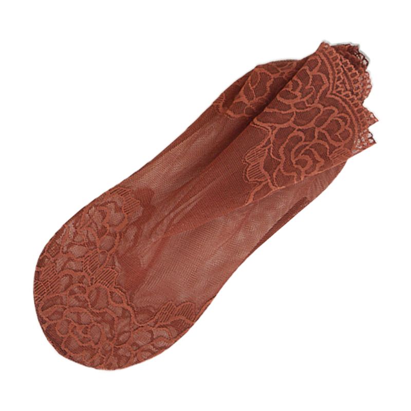 Vớ Lưới Cá Màu Trơn Bằng Silicon Chống Trượt Phối Ren Hoa Quyến Rũ Cho Nữ