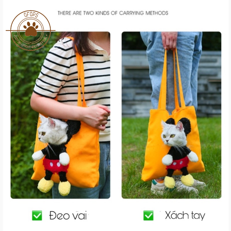 Túi tote vận chuyển cho chó mèo, thú cưng siêu chất liệu canvas dễ thương - Canvas bag cat