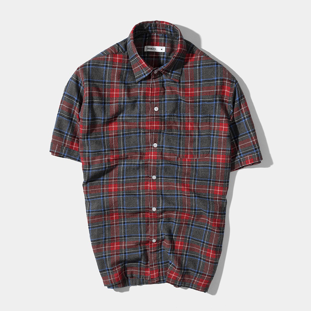 Áo sơ mi Flannel nam Double'D tay ngắn form Regular họa tiết kẻ caro SCN