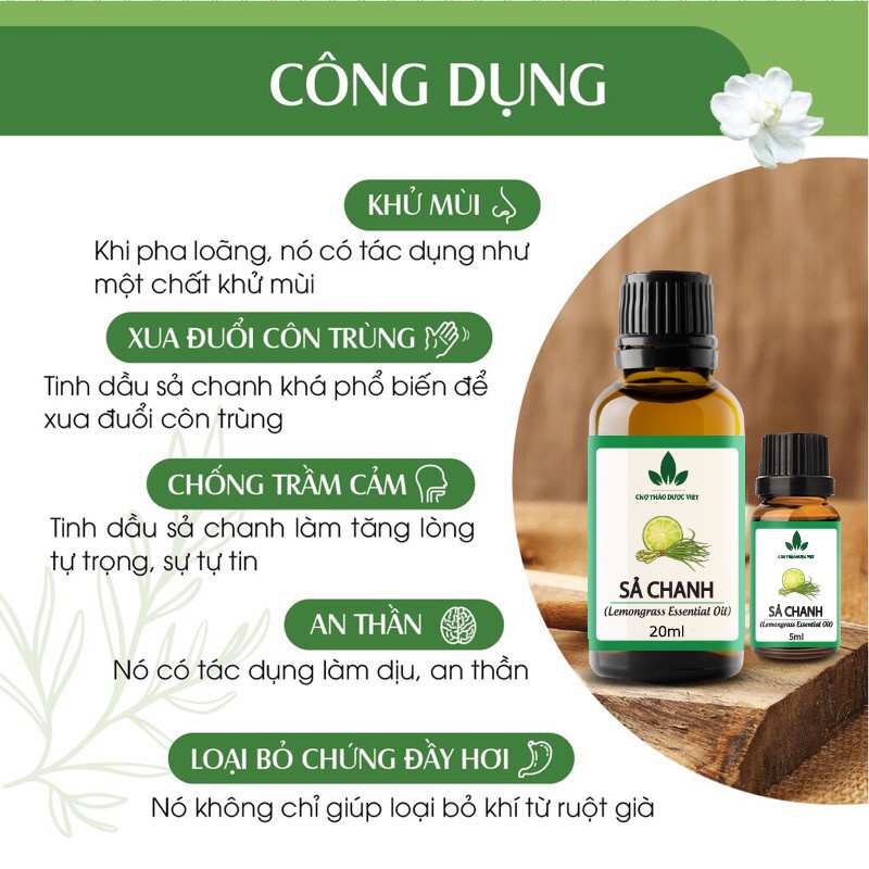 Tinh dầu Sả Chanh 20ml, đuổi muỗi, côn trùng, xông phòng, thiên nhiên nguyên chất - Chợ Thảo Dược Việt