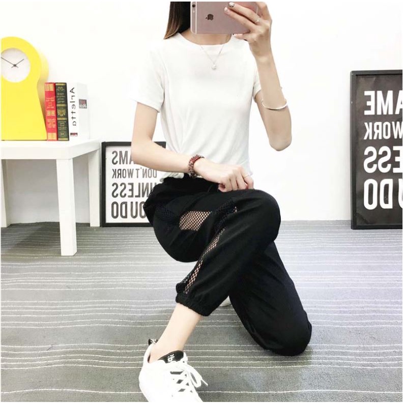 [HCM] Quần Dài Thể Thao Phối Lưới Có Dây Rút Bo Gấu Thời Trang Hàn Quốc Siêu Đẹp