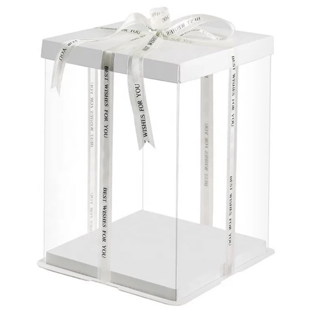1 cái hộp mica trong 2 tầng đựng bánh gato hoặc đựng hoa gấu size 26cm