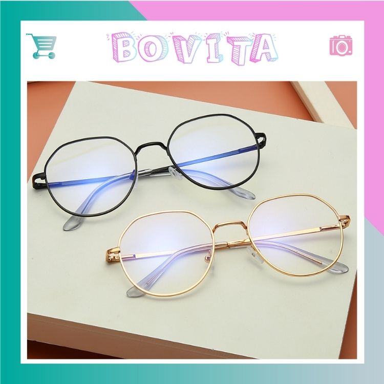 Kính Cận Nữ Dáng Tròn [FREESHIP] Gọng Kính Vintage Chất Liệu Kim Loại Không Rỉ- A6