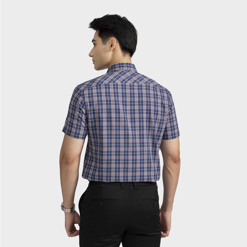 [MẪU MỚI] Áo sơ mi nam ngắn tay ARISTINO họa tiết xanh kẻ nâu nam tính, lịch lãm  - ASS029S2