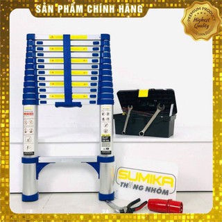Thang nhôm rút Sumika Nhật Bản chiều cao 3M8 Đai xanh