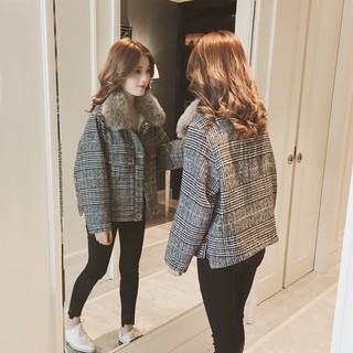 Áo khoác dạ nữ cổ lông