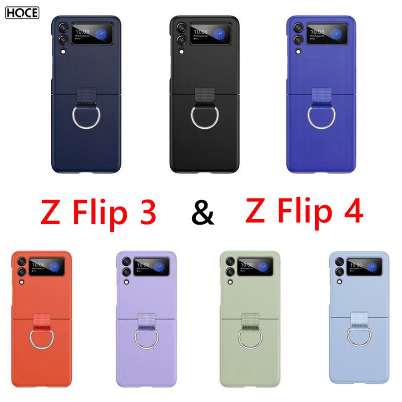 Ốp điện thoại HOCE màu trơn có nhẫn đỡ cho Samsung Galaxy Z Flip 3 Z Flip 4 zflip5 5G