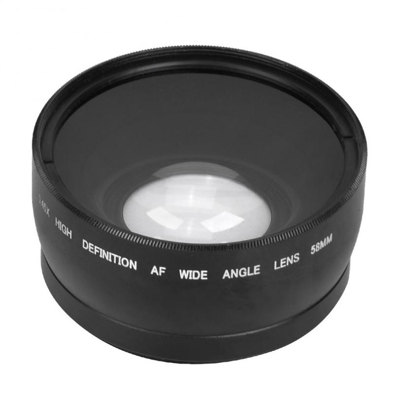 Ống kính góc rộng và macro 58mm 0.45X màu đen cho máy ảnh SLR DSLR