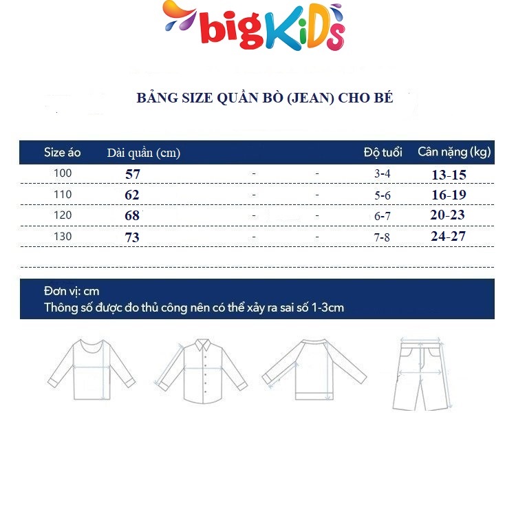 Quần jean bé trai jogger bo gấu phong cách hàn quốc cho trẻ em 3 đến 8 tuổi BigKids