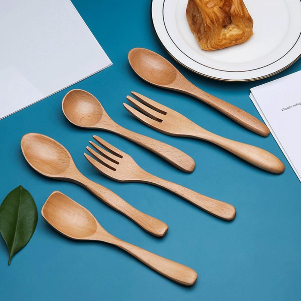 YIYU Bộ Muỗng Nĩa Bằng Gỗ Phong Cách Nhật Bản