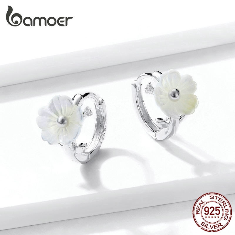 Hoa tai Bamoer Bse321 chất liệu bạc 925 họa tiết hoa tinh tế cho nữ