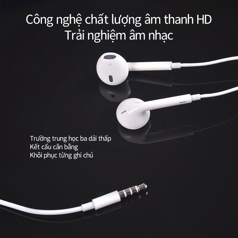 Tai nghe có dây thiết  kế tương tự Apple đầu 3.5mm có hộp màu trong suốt