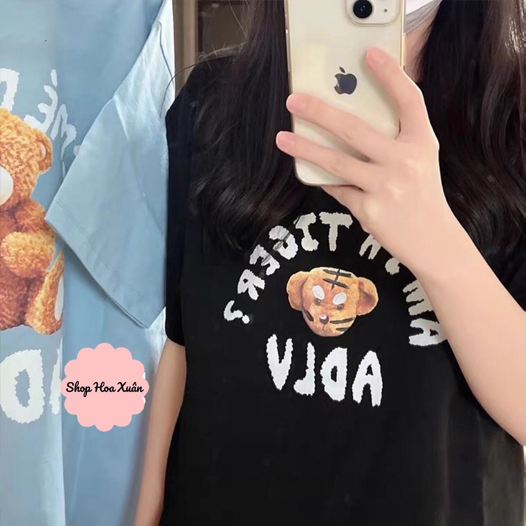 Áo thun ADLV nam nữ hình gấu unisex form rộng, áo phông nam nữ  fulltag, túi zip chất cotton