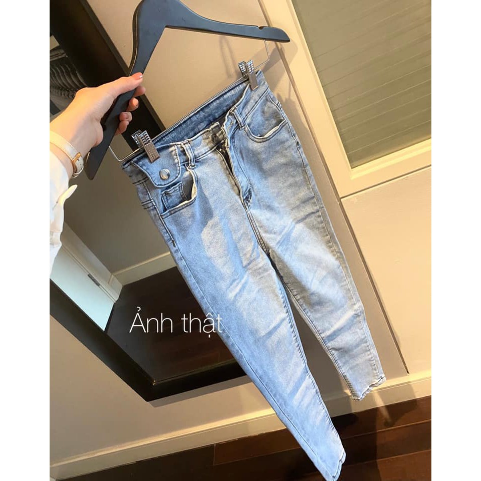 Quần Jean Cạp Cao Túi Lệch Hack Chân