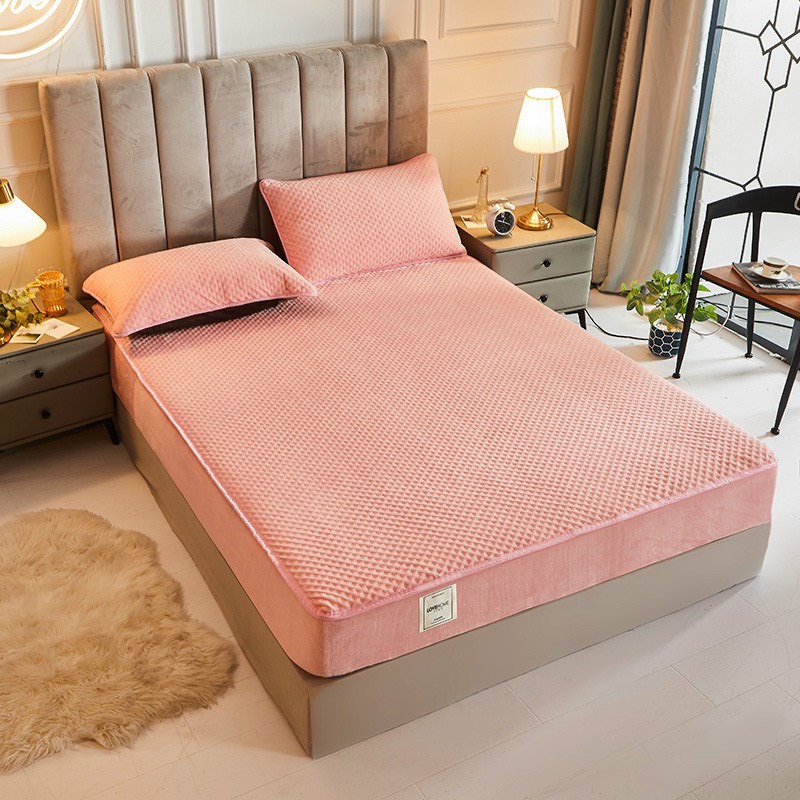 Bộ ga gối nỉ ong , sét ga gối nỉ thu đông cao cấp