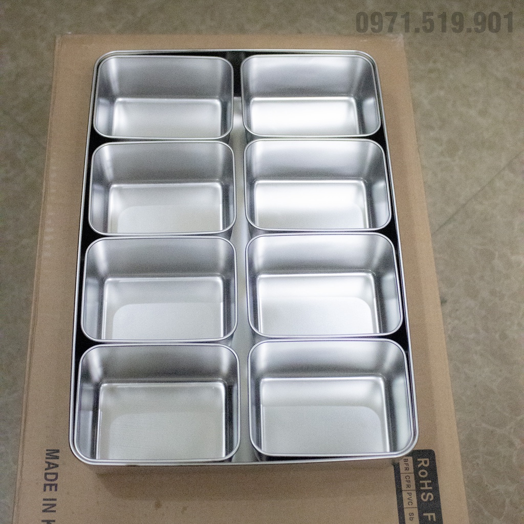 Khay gia vị/topping inox 304 có nắp inox/nắp nhựa PC trong suất nhập khẩu