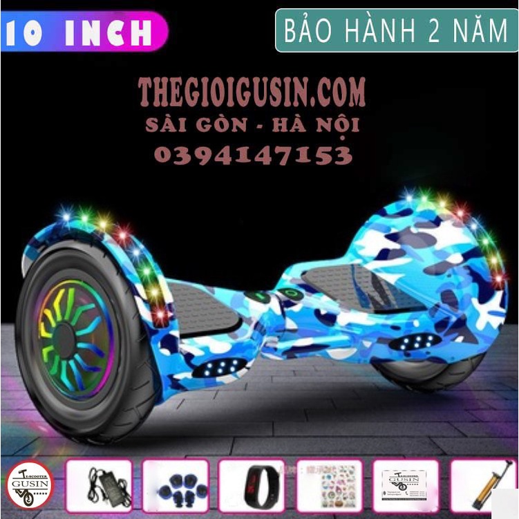 Xe Tự Thăng Bằng 10Inch MÀU XANH QUÂN ĐỘI / có Video test / GuSin Tự tin test xe - uy tín - chất lượng > Hàng Đầu