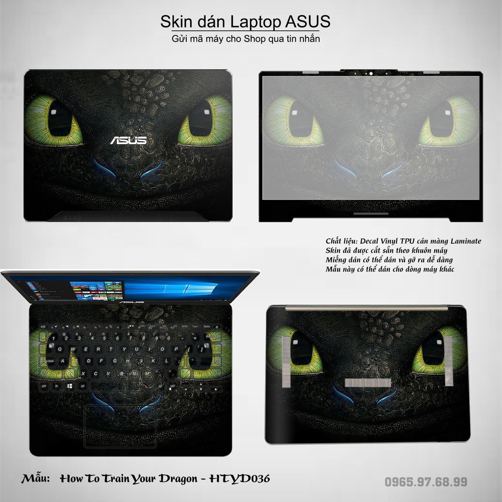 Skin dán Laptop Asus in hình bí kíp luyện rồng (inbox mã máy cho Shop)