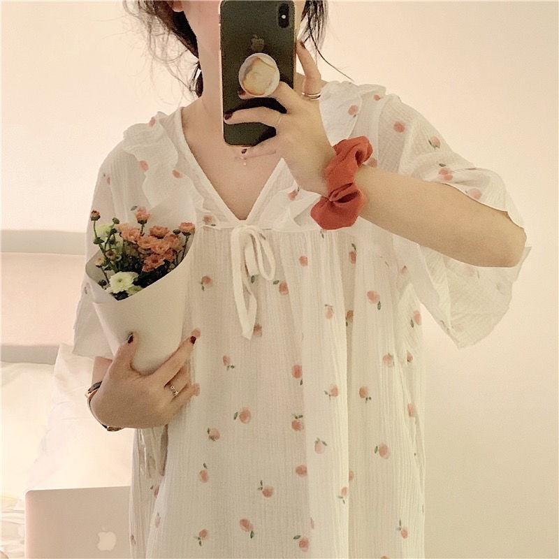 Đồ ngủ Tay Ngắn In Họa Tiết Hoạt Hình Phong Cách Pháp Thời Trang Mùa Hè Cho Nữ