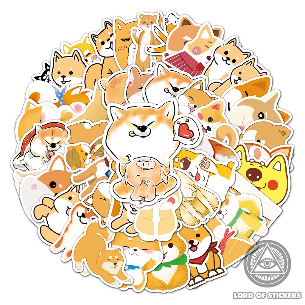 Set 51 Miếng Dán Chó Shiba Inu Sticker Hoạt Hình Cute Dễ Thương Chống Thấm Nước Trang Trí Mũ Bảo Hiểm, Laptop, Sổ, Vali