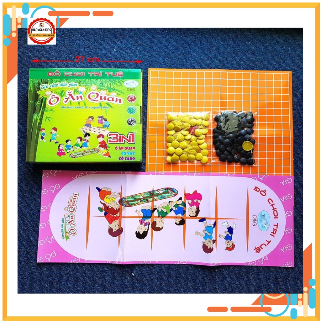 Bộ 3in 1 Cờ Ô Ăn Quan - Cờ Vây - Cờ Caro - Trò Chơi Dân Gian (Loại lớn)