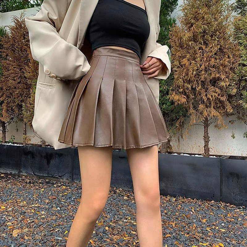 Chân váy tennis xếp ly xòe vải da