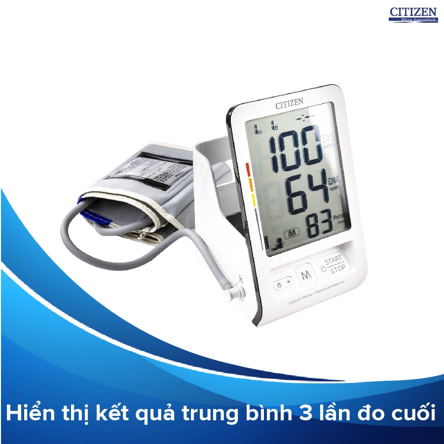 Máy đo huyết áp bắp tay cao cấp Citizen CH-456 | Phát âm thanh cảnh báo nhịp tim bất thường - Bảo hành 5 năm