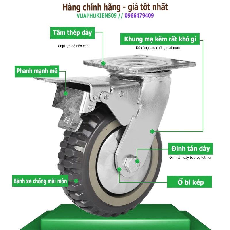 Bánh xe hạng nặng chịu tải 300kg/bánh - đơn giá 1 bánh