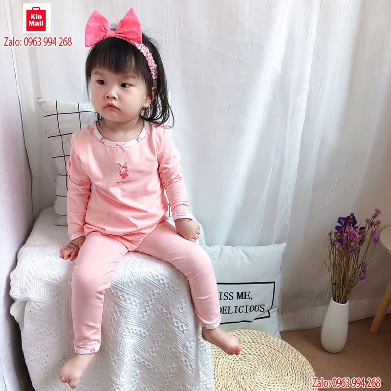 HÀNG CHÍNH HÃNG - Bộ đồ ngủ Cotton dài tay bé gái hãng MAM DAD KIDS