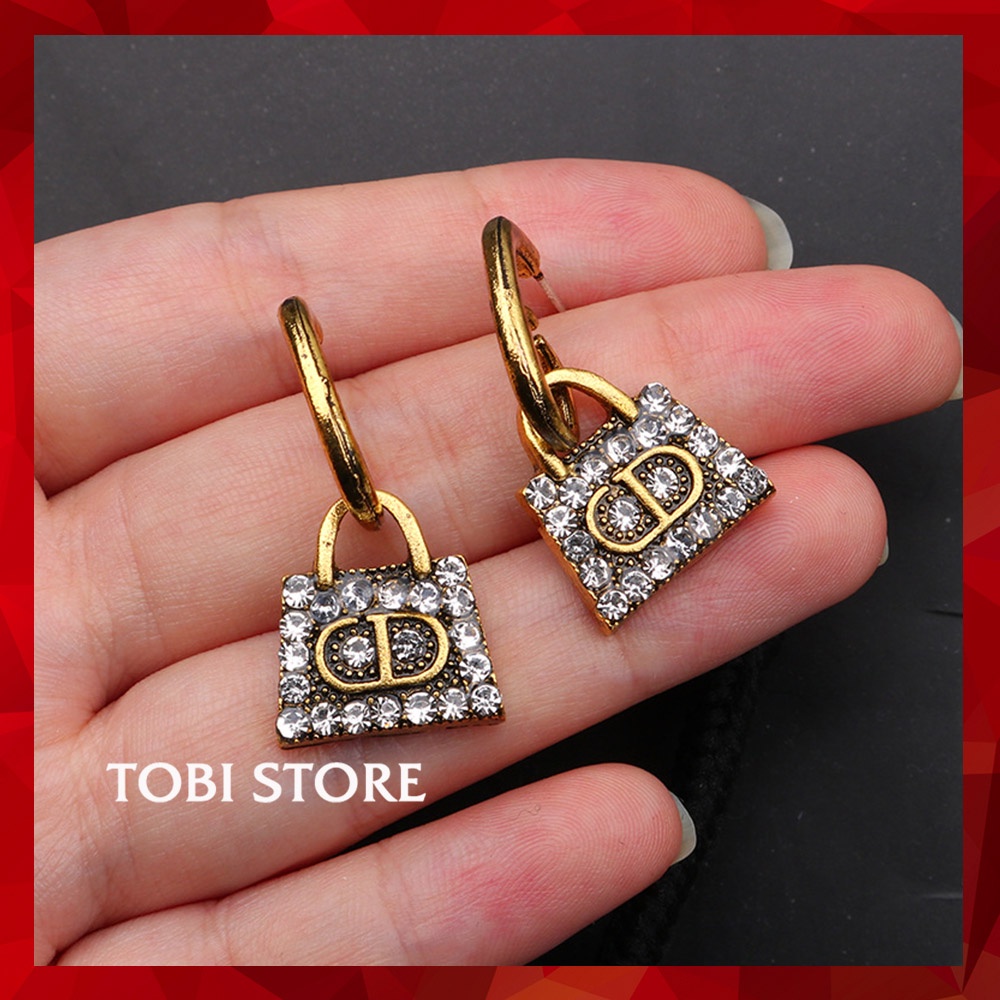 Khuyên tai nữ thương hiệu CD ổ khoá đính đá sang xịn TB421