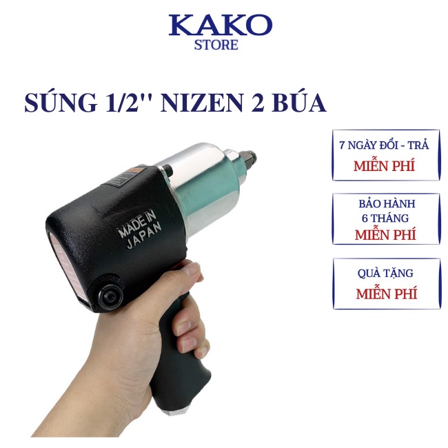 Súng bắn bulong 1/2'' Nizen đen N233 kako , máy siết ốc bulong bằng khí nén