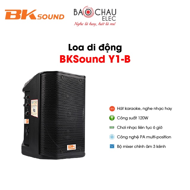 [CHÍNH HÃNG] Loa Di Động BKsound Y1-B | Công Suất 120W - Hát Karaoke, Nghe Nhạc, Picnic - Pin 6 Giờ - Giá Rẻ