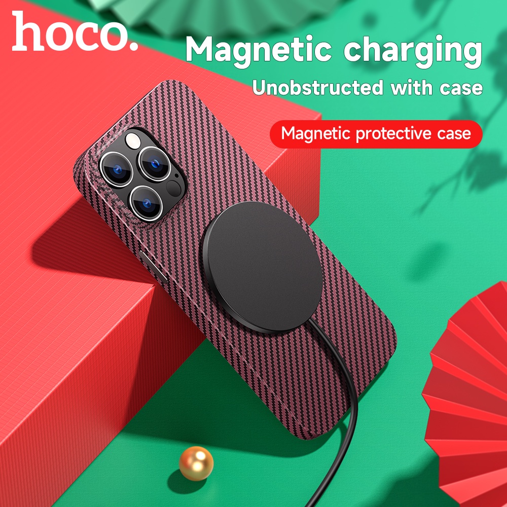 Ốp Điện Thoại PC Cứng Siêu Mỏng Chống Sốc Kết Cấu Sợi Carbon HOCO Cho iph 14 Pro Max Iphone 14 Plus