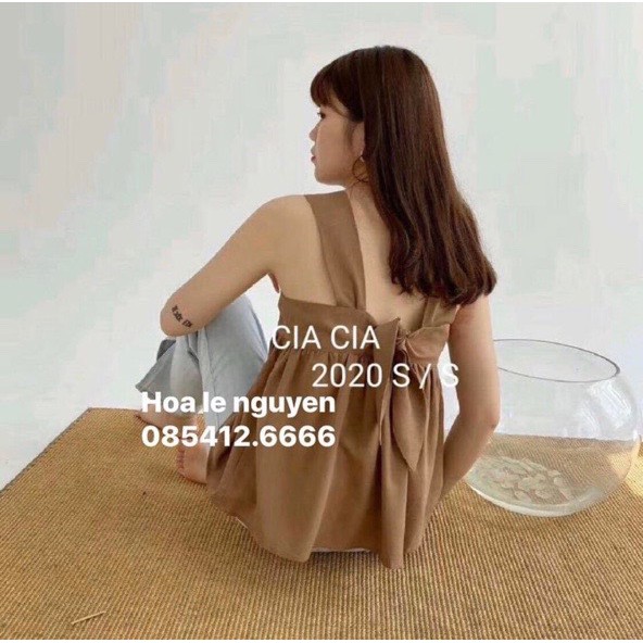 Áo 2 dây babydoll Shynstores , áo 2 dây thời trang bản to vải đũi mềm mịn mát buộc nơ lưng 3 màu freeship