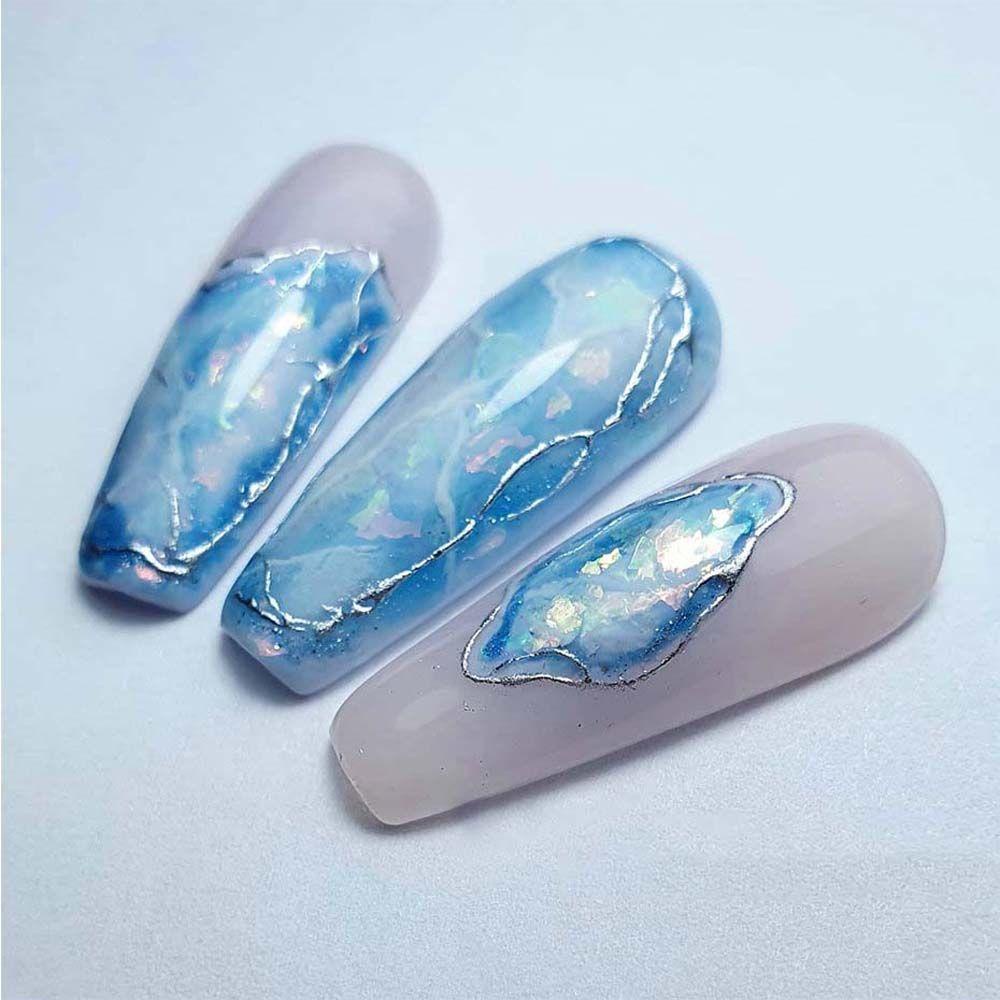 USNOW Hộp Phụ Kiện Lá Nhôm 3D Lấp Lánh Tự Trang Trí Móng Tay