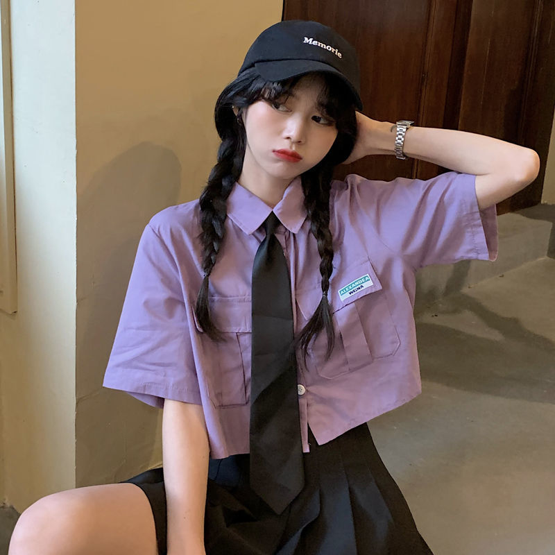 Áo Sơ Mi Ngắn Tay Có Cổ Phong Cách Retro Thời Trang Mùa Hè 2021