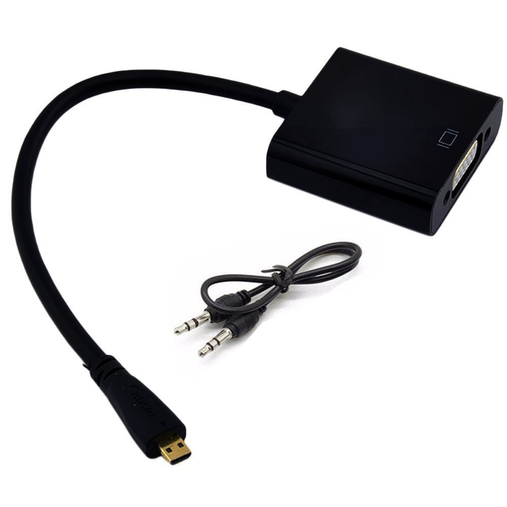 Cáp chuyển Micro HDMI sang VGA có âm thanh đầu Vga âm (Đen) -DC1027