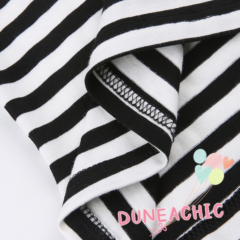 DUNEA Áo Croptop Tay Dài Kẻ Sọc In Hình Ngôi Sao Thời Trang Cho Nữ